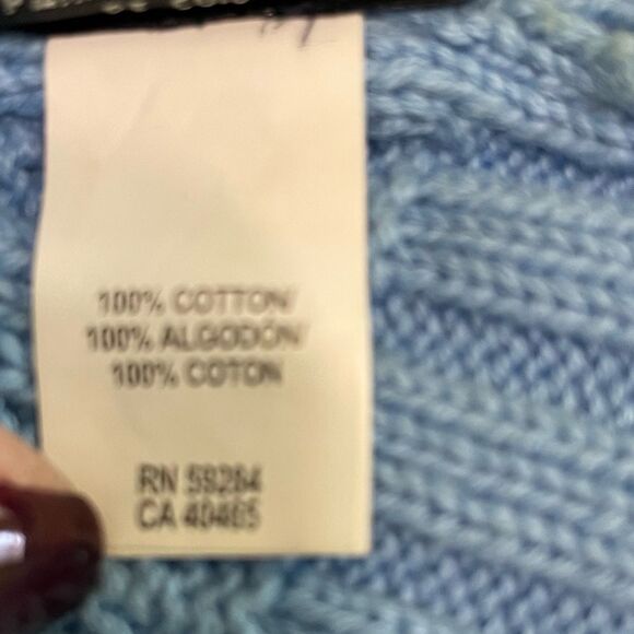 Children’s Place Cotton Cable Knit Winter Hat Blue Sequins Pom Girls Size 7-8 - Picture 8 of 10